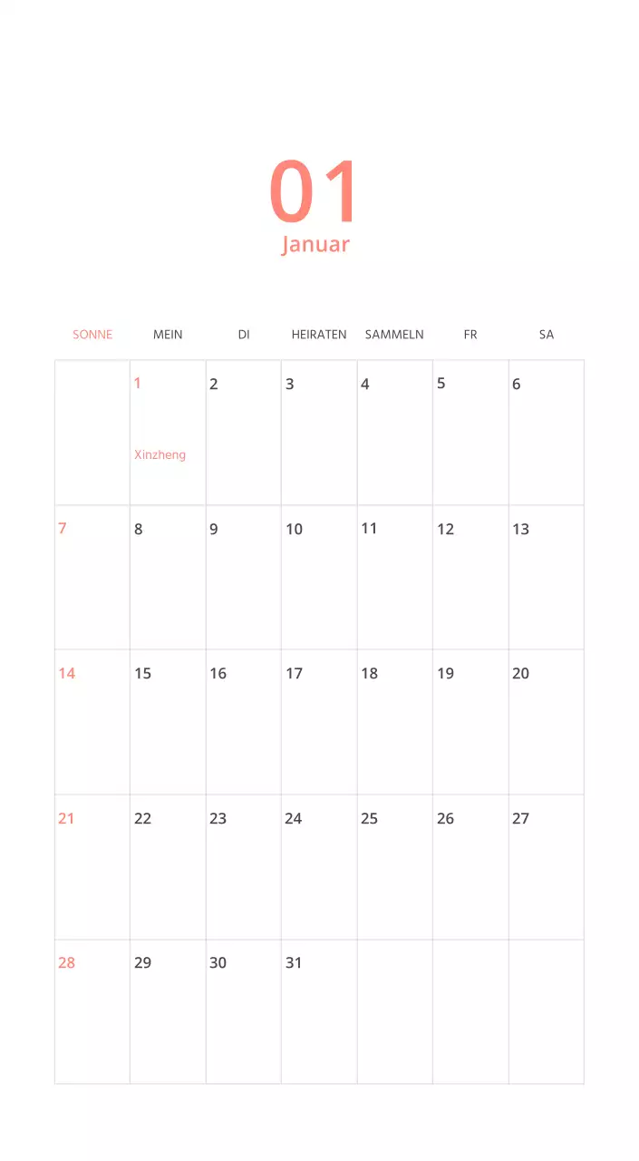 Mehrfarbiger Bildkalender