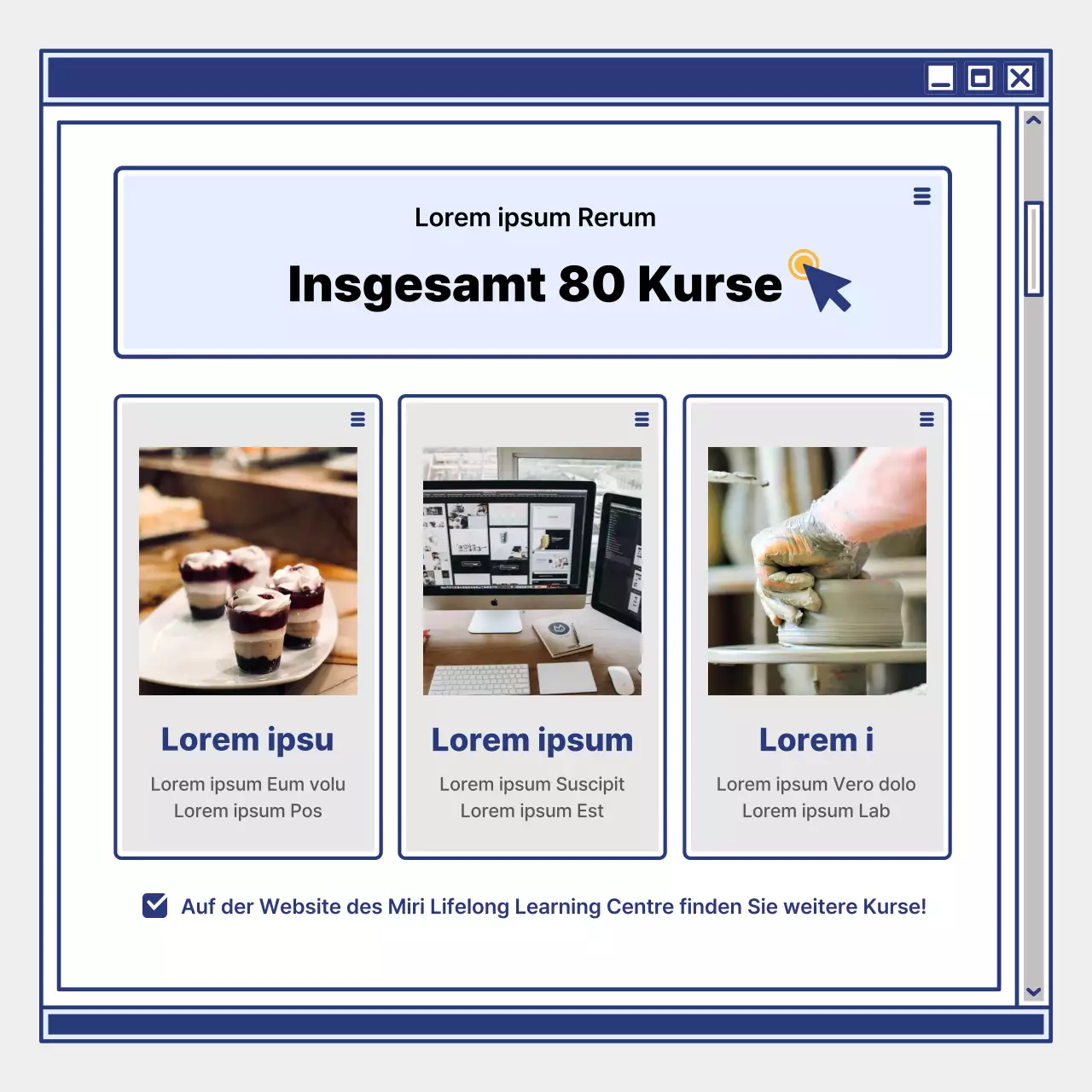 Förderung der Anwerbung von Lernenden durch ein einfaches Lernzentrum in Gelb und Marineblau
