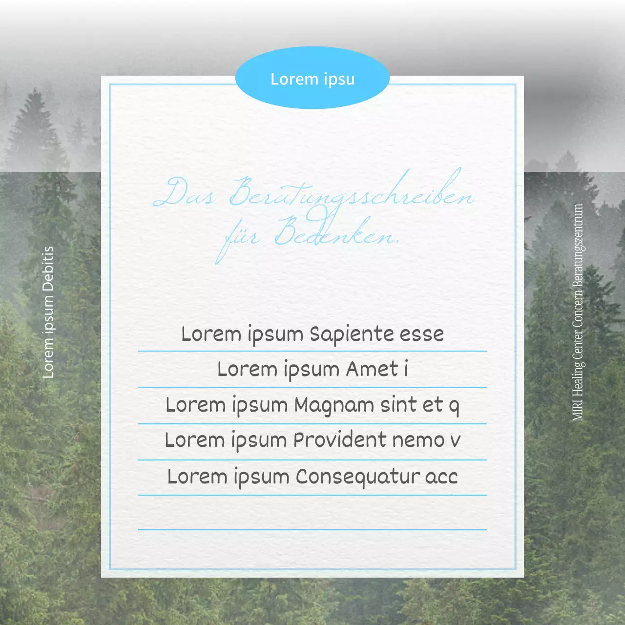 Eine moderne, minimalistische Helpline in Hellblau und Weiß.