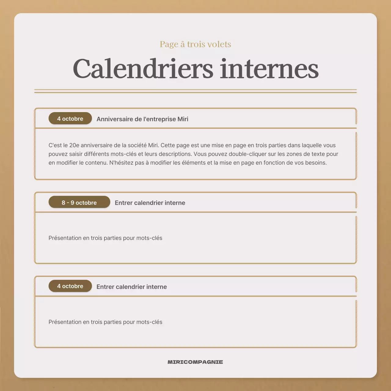 Une lettre d'automne simple en beige et marron Lettre d'information