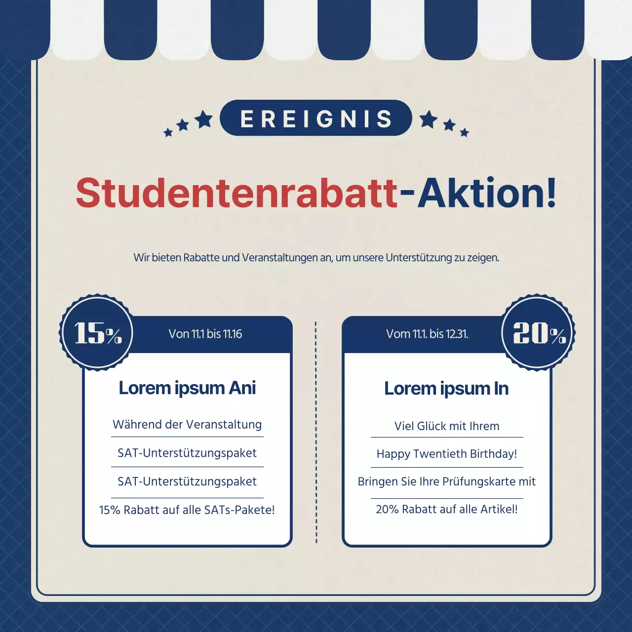 Werben Sie für eine marineblaue Retro-SATs-Cheerleading-Geschenkaktion