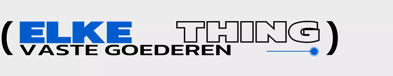 Voor de rekwisietenwinkel, geaccentueerd met blauwe en zwarte lijnen en vormen