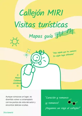 Portada del mapa guía de callejuelas minimalista en amarillo y chartreuse