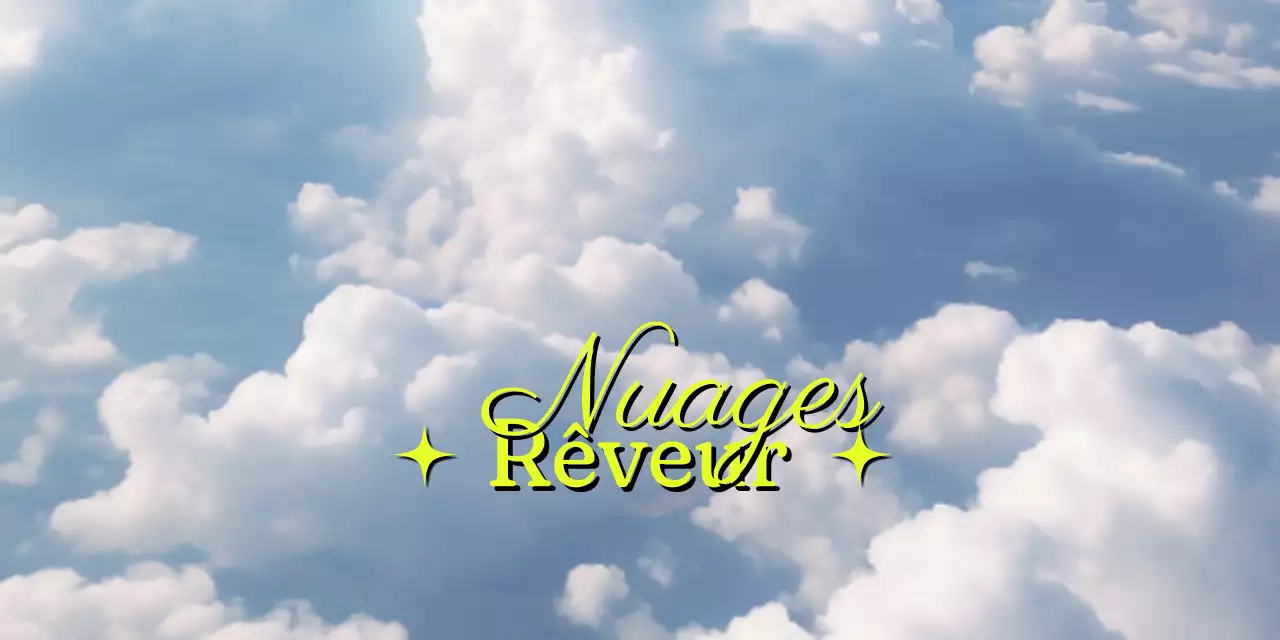 En-tête de marchandise sentimentale d'inspiration vintage avec une photo de nuages en arrière-plan