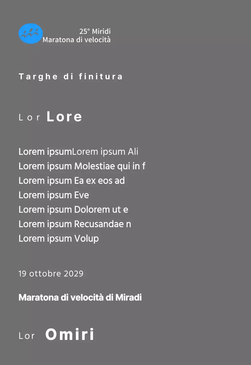 Targa per il finisher del concetto di maratona con logo semplice