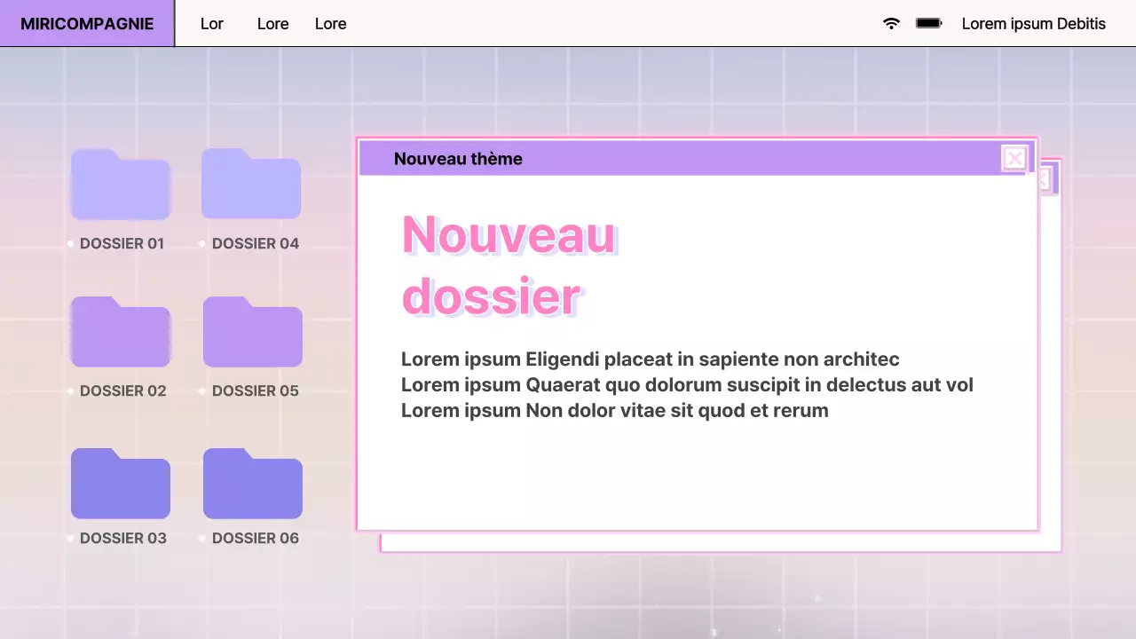 Rapport sur la conception d'un navigateur rétro en violet et rose