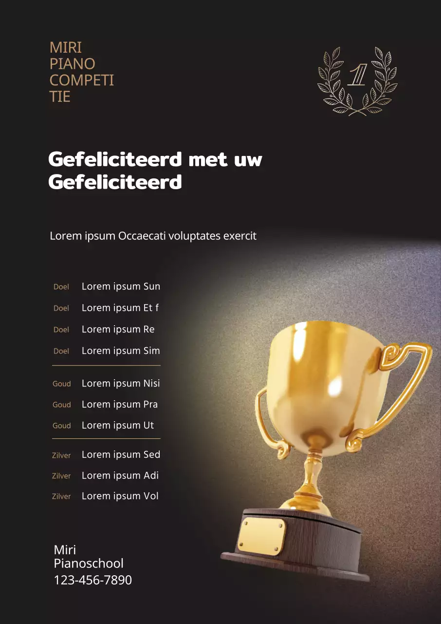Classy school promotie award lijst met gouden trofee afbeelding met gouden punten