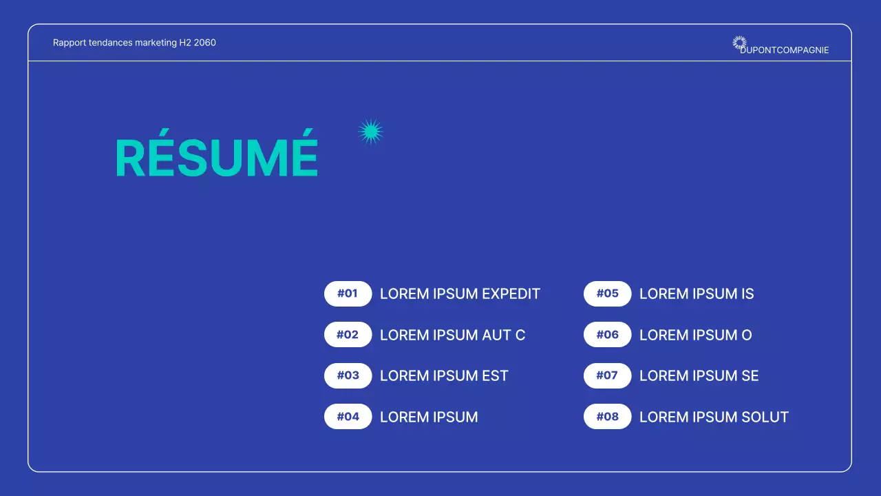 Un rapport simple sur les tendances du marketing en bleu marine et menthe