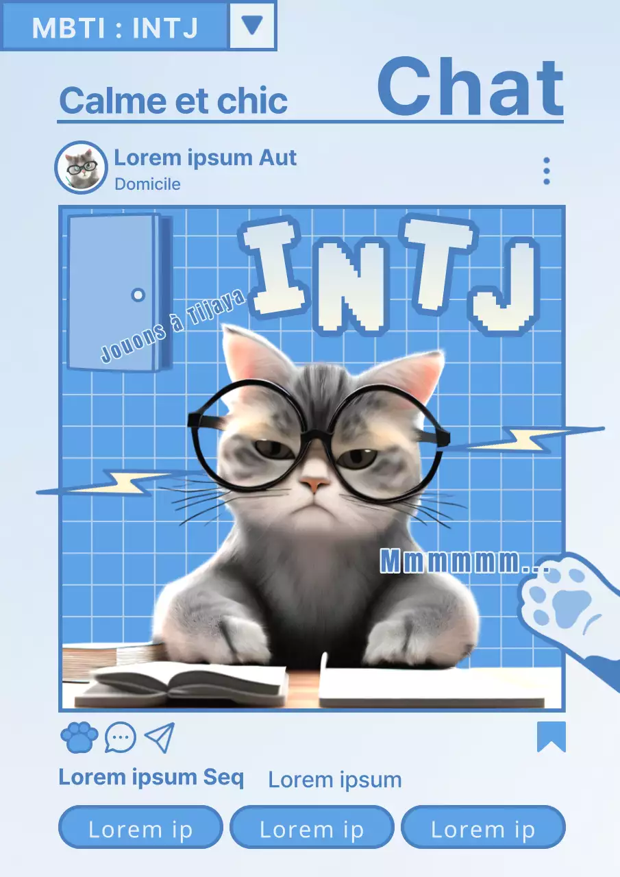 Présentation des types de personnalité MBTI en bleu clair et blanc, une palette de couleurs très tendance.