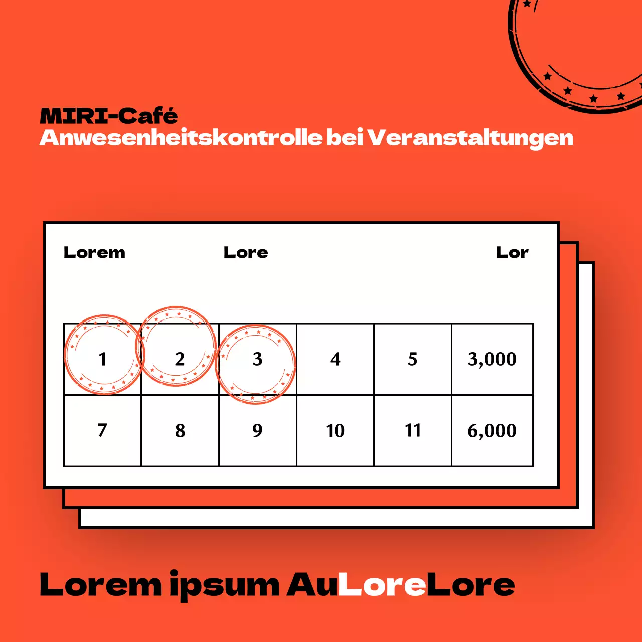 Werben Sie für Ihre Veranstaltung mit einem einfachen orangefarbenen Anwesenheitskontrollcoupon