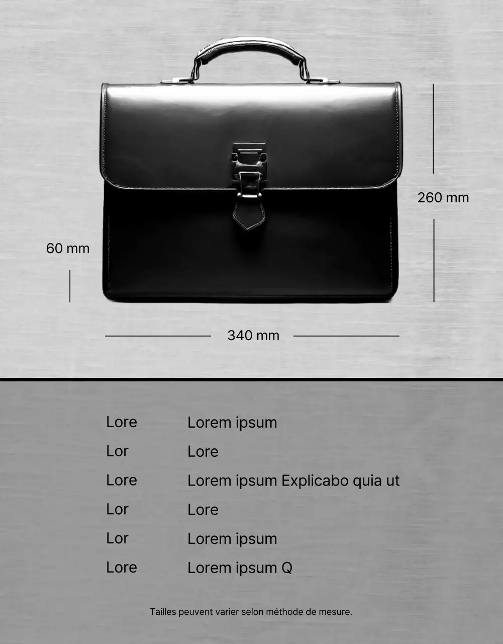 Publicité minimaliste pour un sac en noir et blanc