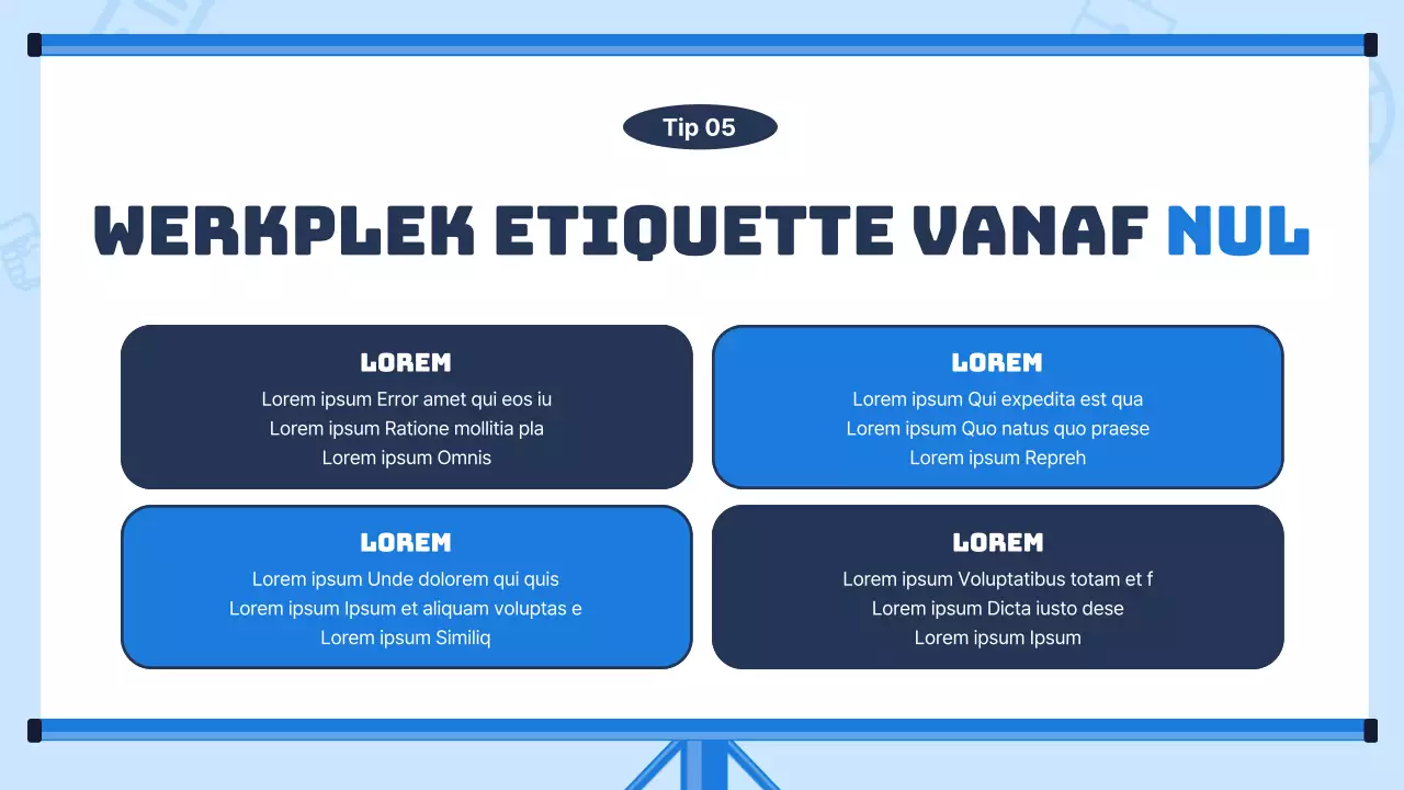 Trendy opleidingsmateriaal voor nieuwe werknemers met een lichtblauwe achtergrond