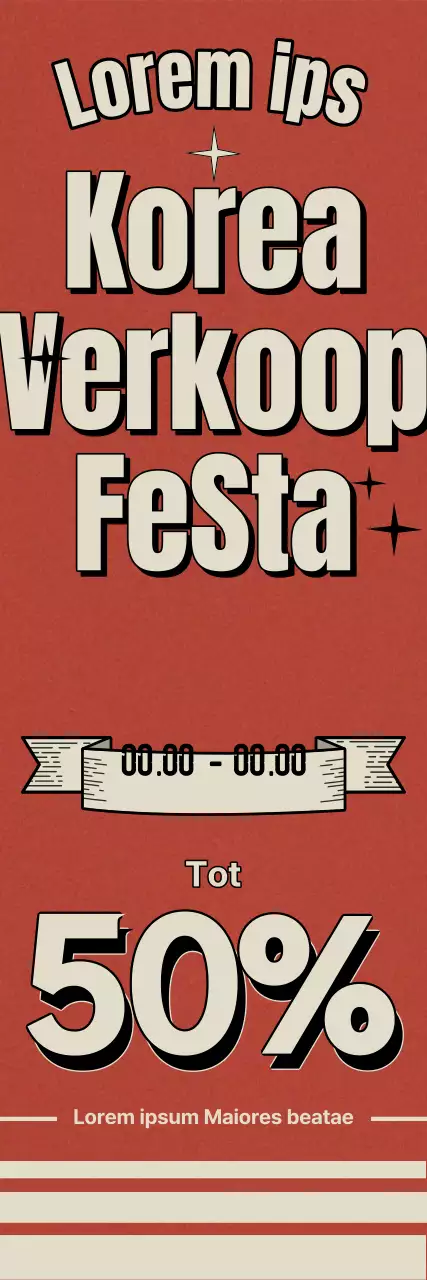 Korea Sale Festa shopping kortingsactie met een vintage geïnspireerde oranje achtergrond en retro lettertype layout