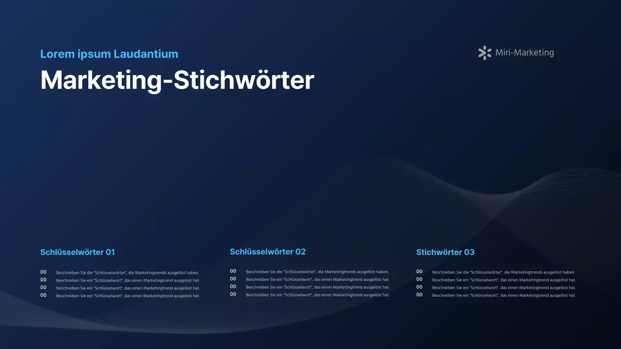 Ein moderner Marketingbericht in Marineblau und Weiß