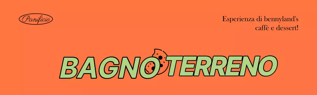 Bottega del caffè arancione e chartreuse per l'intestazione di biscotti