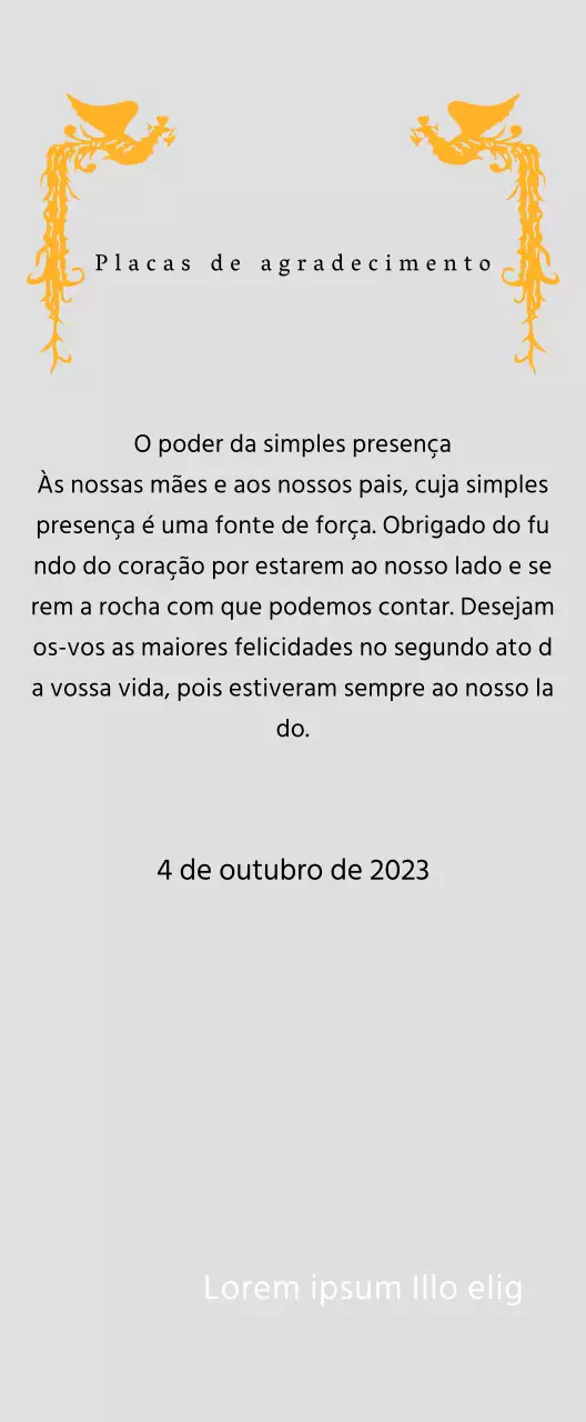 Placa de agradecimento temática do Dia da Mãe com uma ilustração de uma fénix