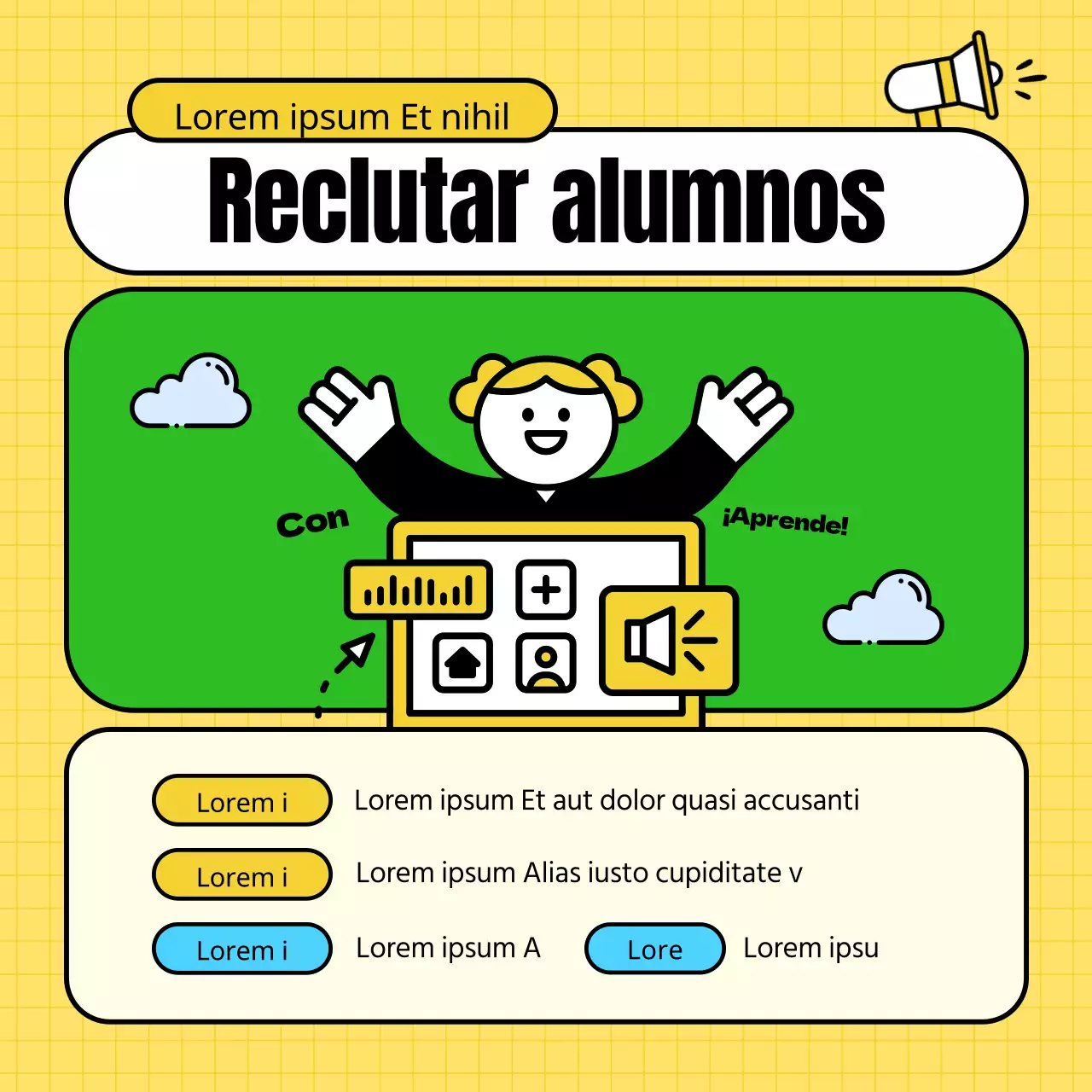 Un pintoresco centro de formación amarillo y verde para fomentar la contratación de estudiantes