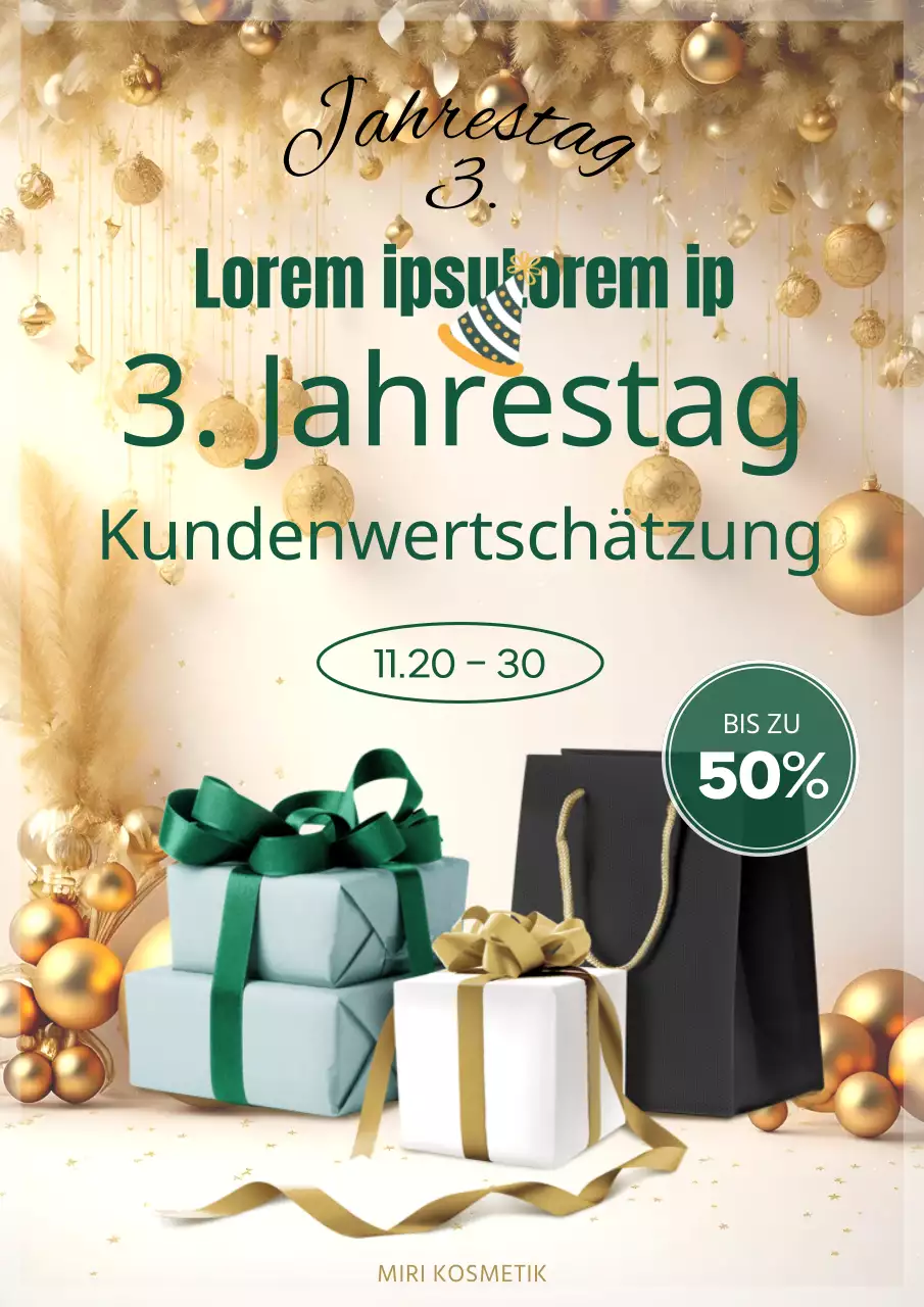 Förderung einer luxuriösen Eröffnungsveranstaltung in Grün und Gold