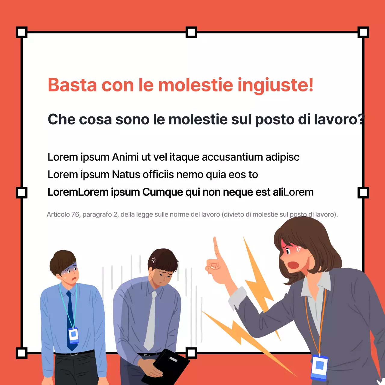 Un quiz kitsch rosso e giallo sulle molestie sul posto di lavoro OX