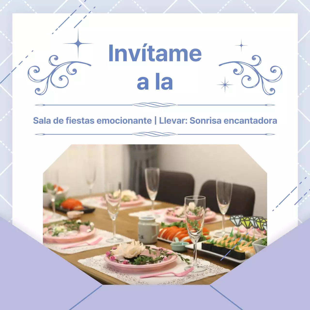 Una lujosa invitación a una sala de fiestas en malva