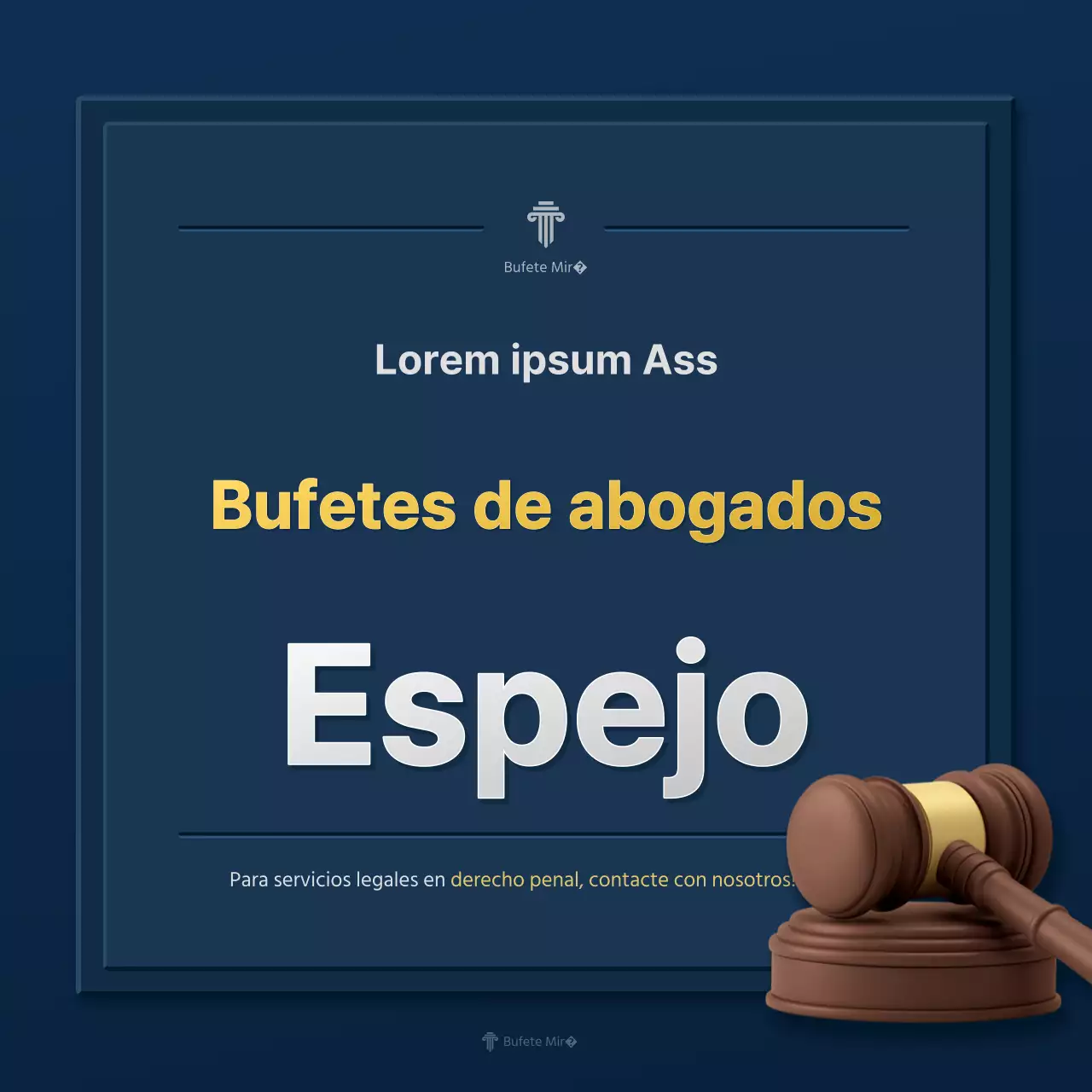 Un sencillo perfil de empresa de bufete de abogados en azul y amarillo