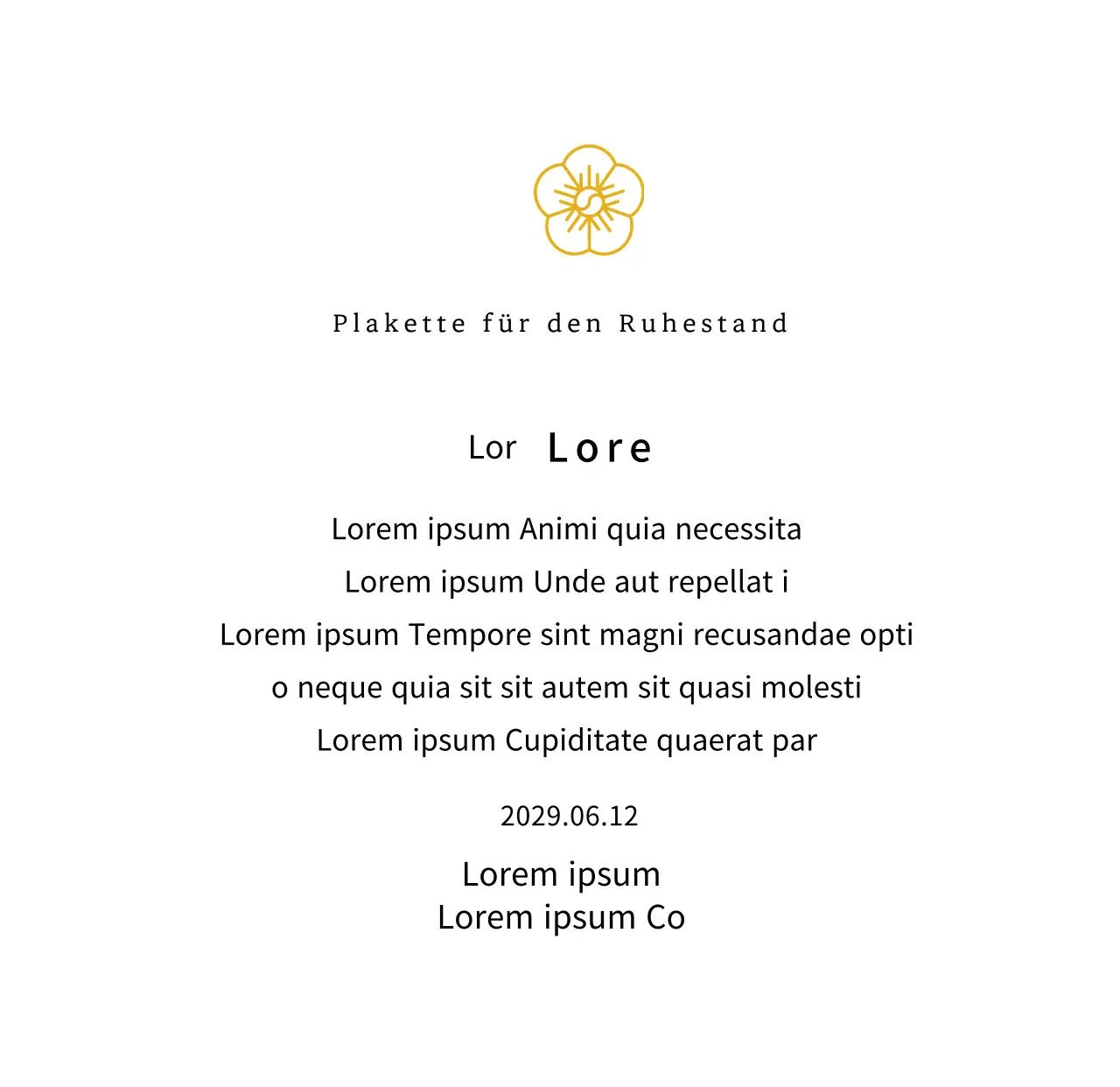 Line Flower's Listing Konzept Dankeschön-Plakette