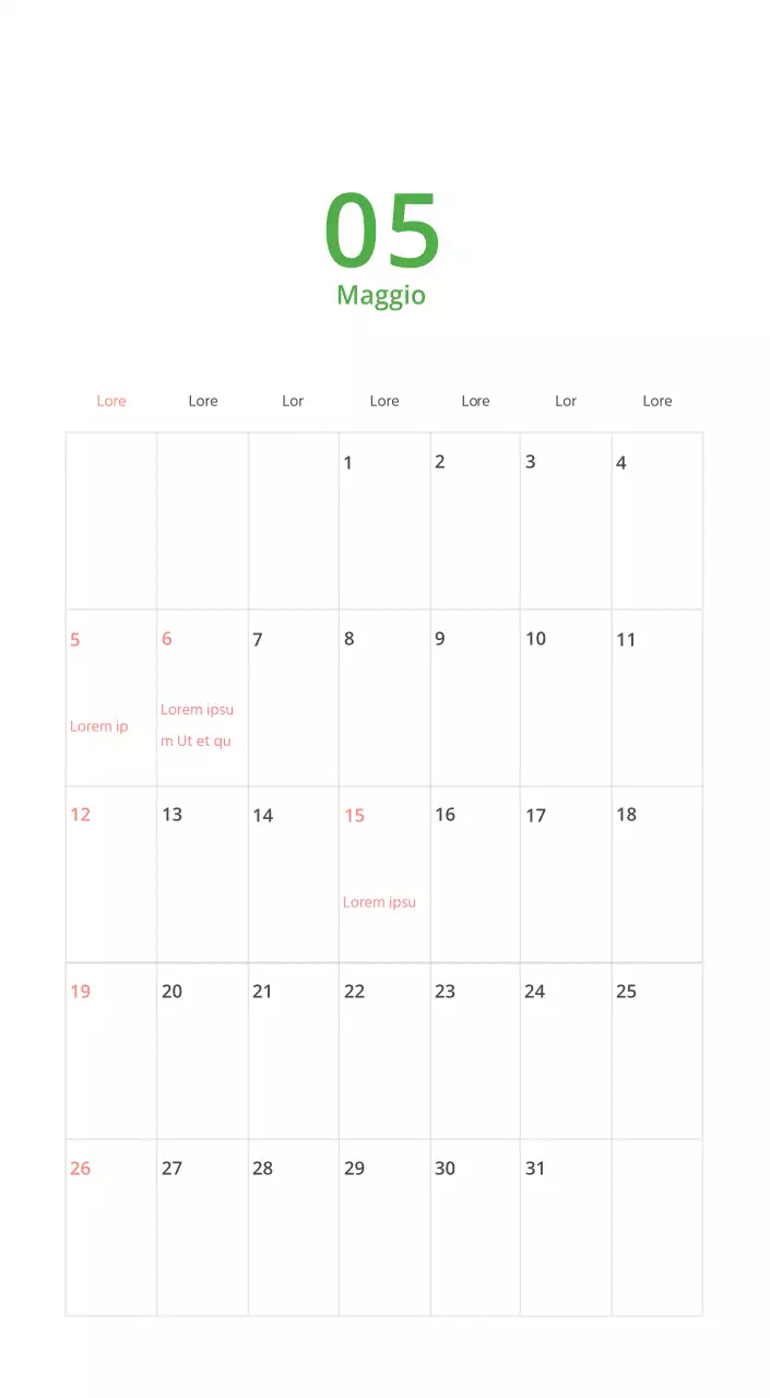 Calendario illustrato multicolore