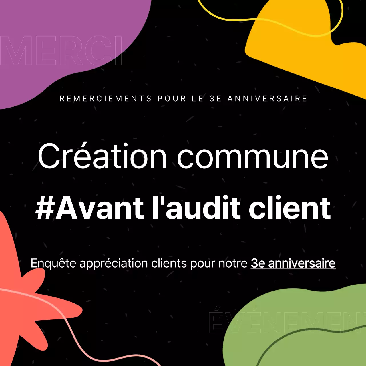 Une publicité minimaliste en noir et blanc pour remercier les clients