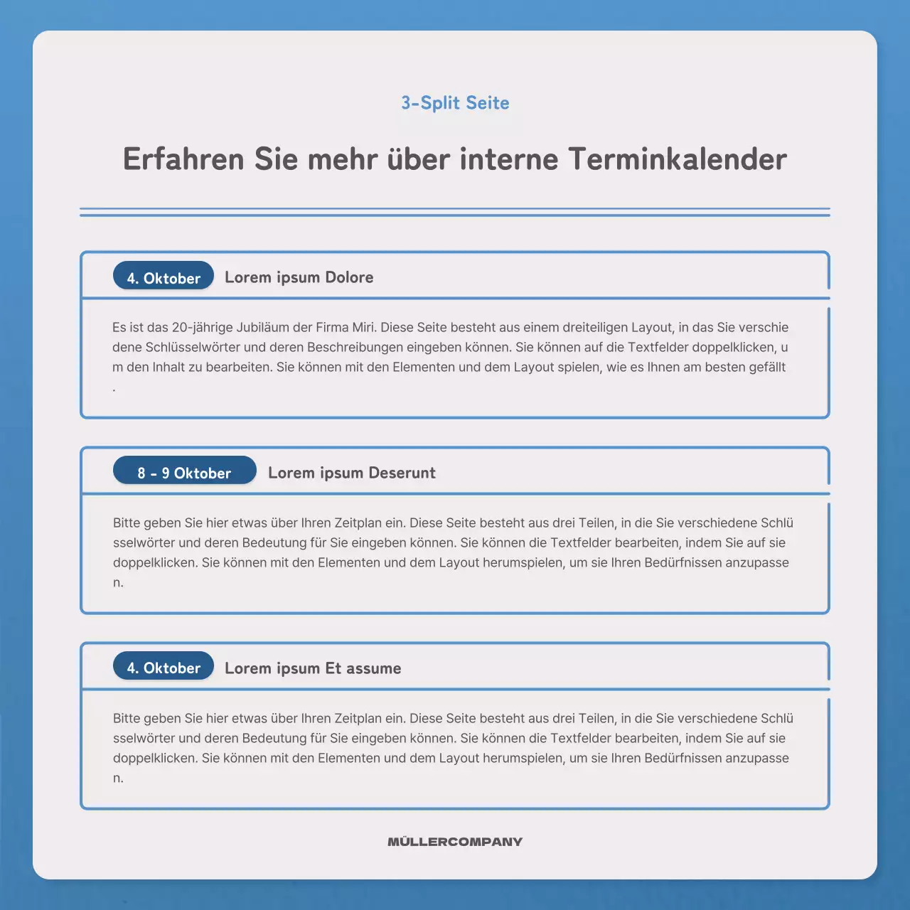 Ein einfacher Brief in blauer und marineblauer Newsletter-Post