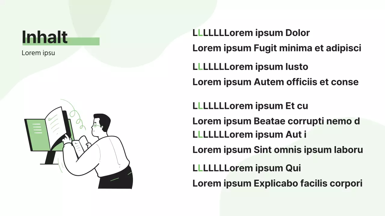 Ein einfaches, lindgrünes Schulungsdeck für neue Mitarbeiter