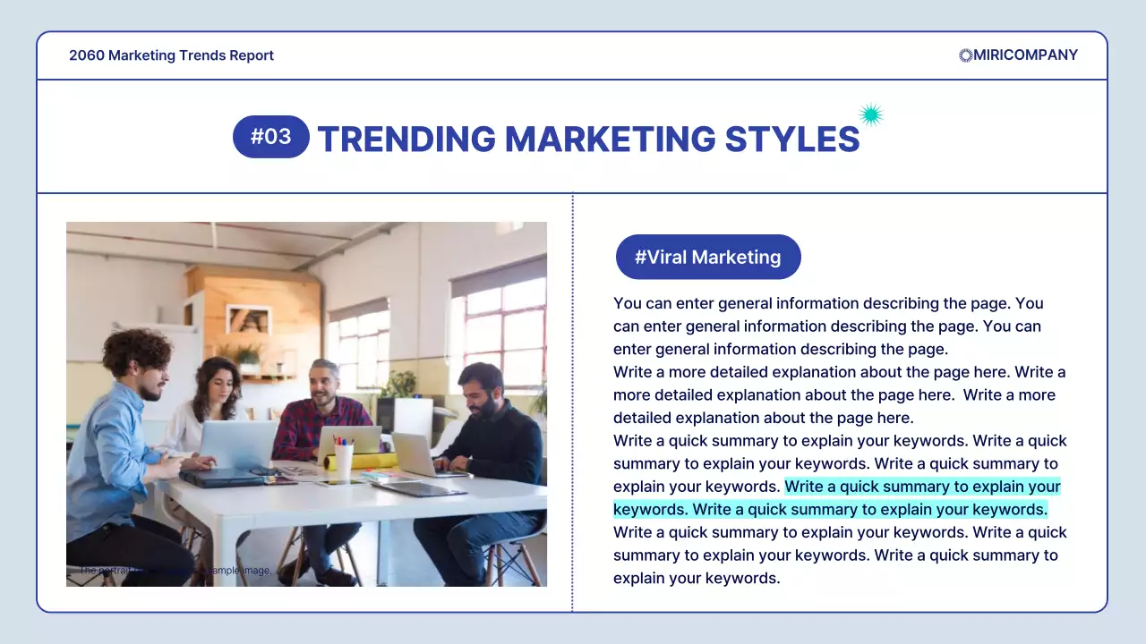 A Simple Marketing Trends Report in Navy and Mint