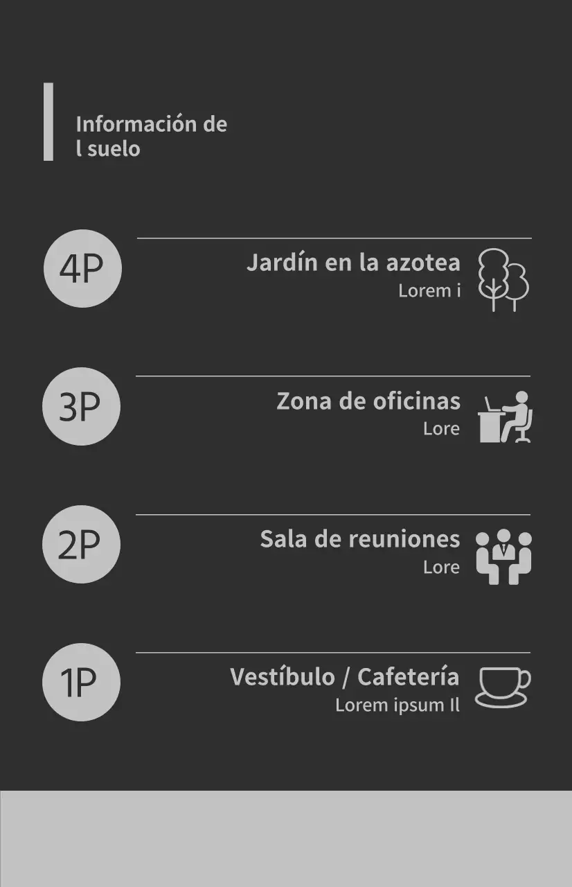 Banderas para ventanas con iconos e instrucciones para el suelo en una combinación de colores gris y gris oscuro