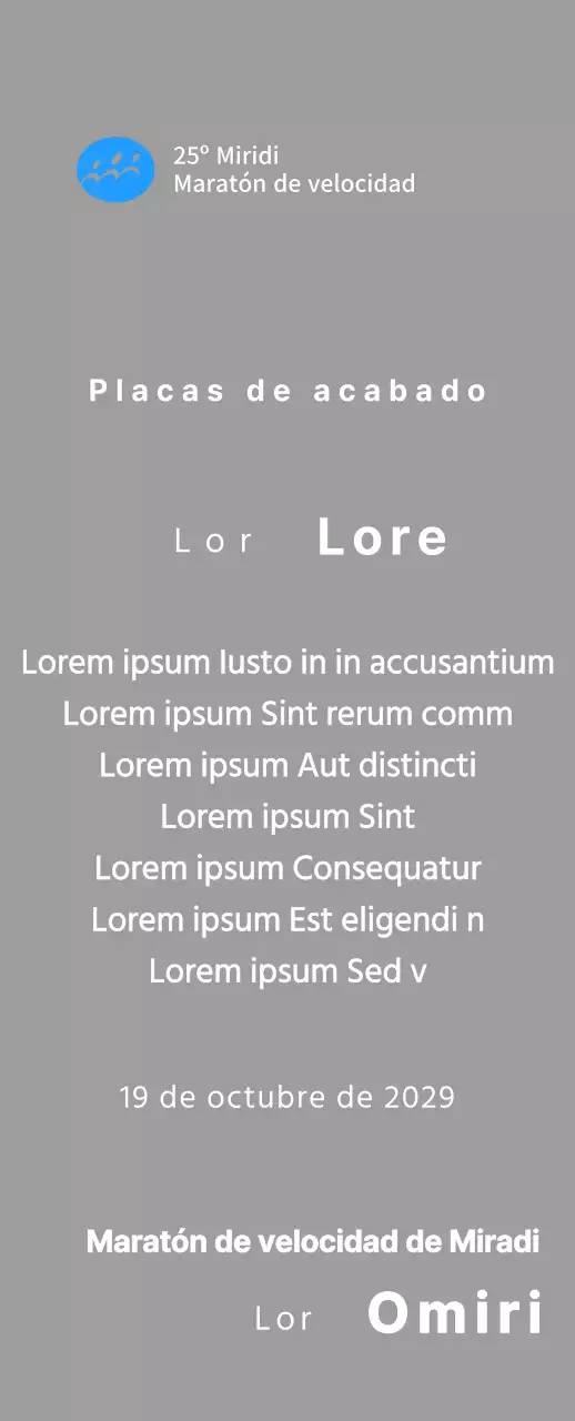 Placa de finisher concepto maratón con logotipo sencillo