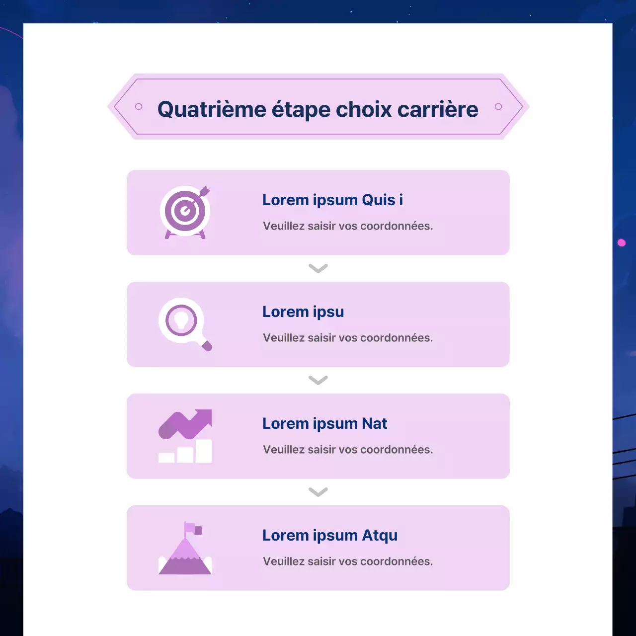 Promouvoir le conseil en bleu marine et en violet, une couleur très tendance