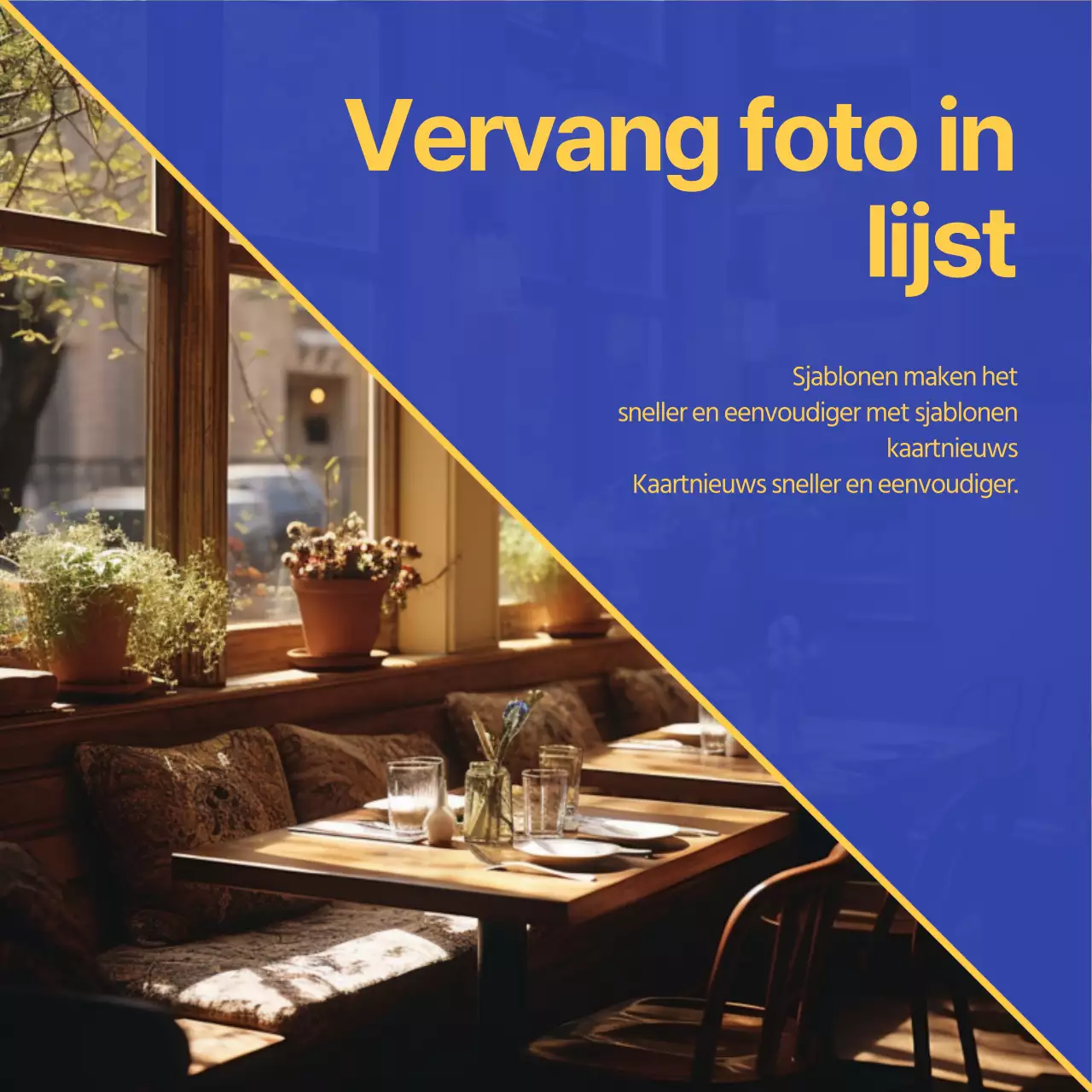 Een eenvoudige blauw met gele marketinggidsadvertentie