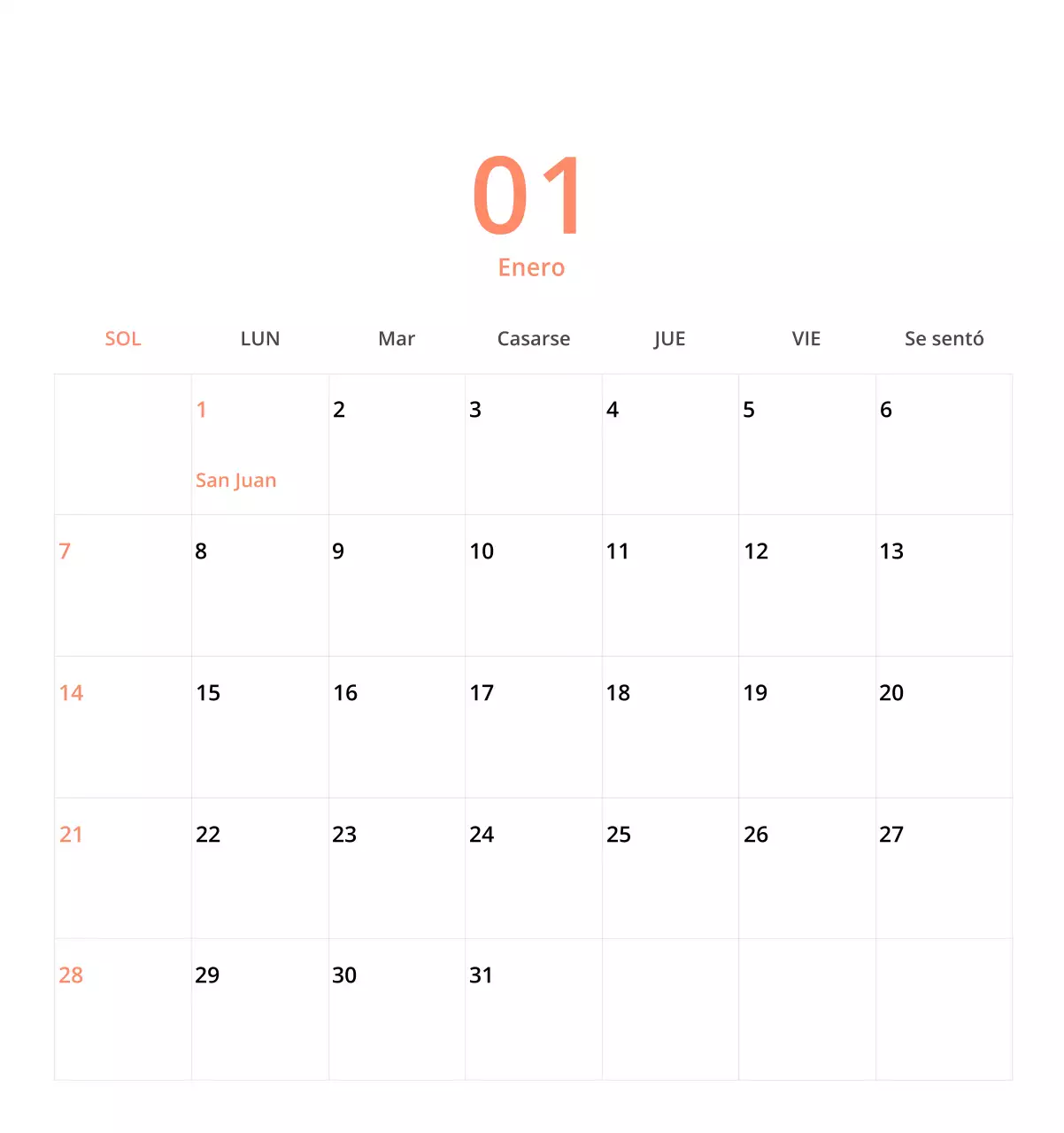 Bonito calendario de sobremesa ilustrado de temática familiar en color verde