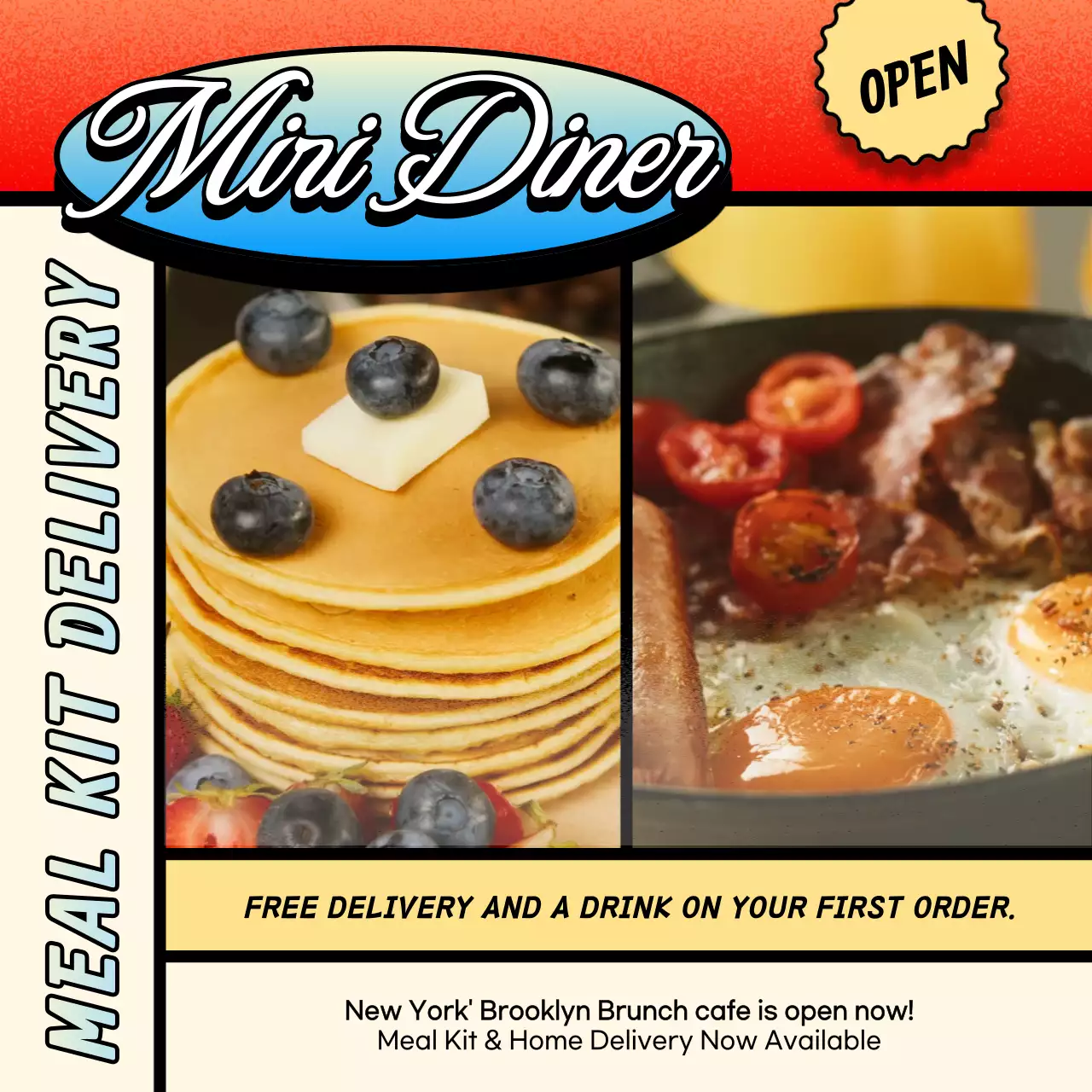 레드 레트로 밀 프로모션 소셜 미디어 포스트