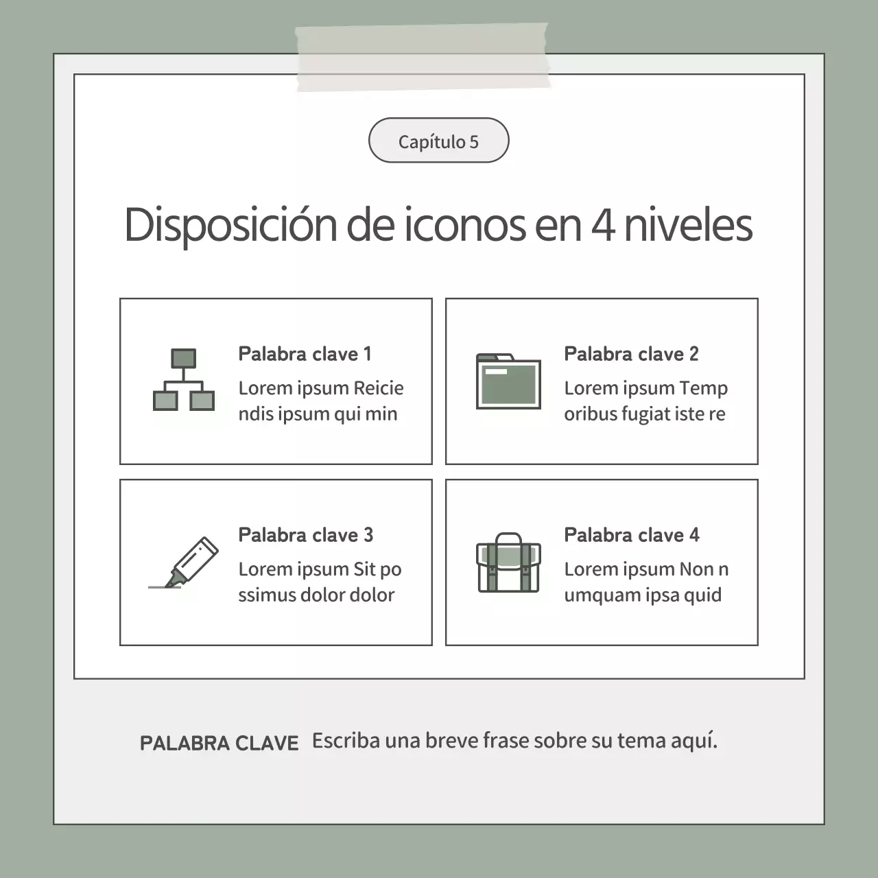 Un sencillo discurso de ascensor en caqui y blanco