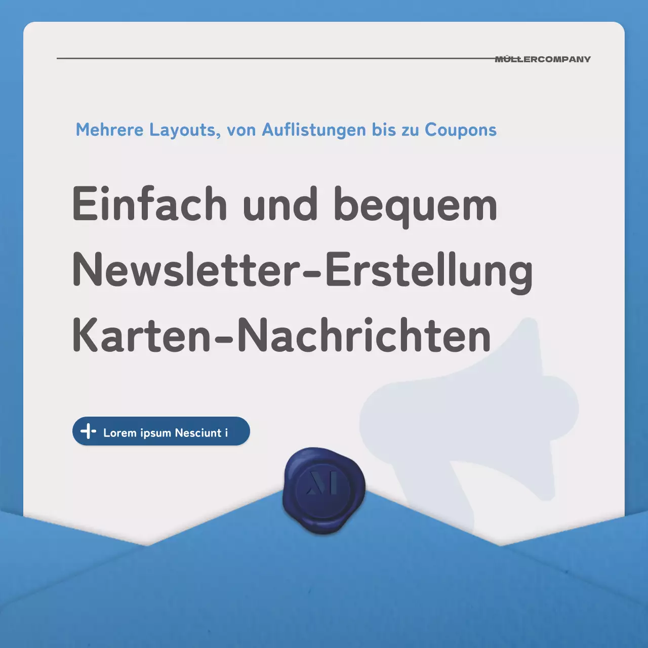 Ein einfacher Brief in blauer und marineblauer Newsletter-Post