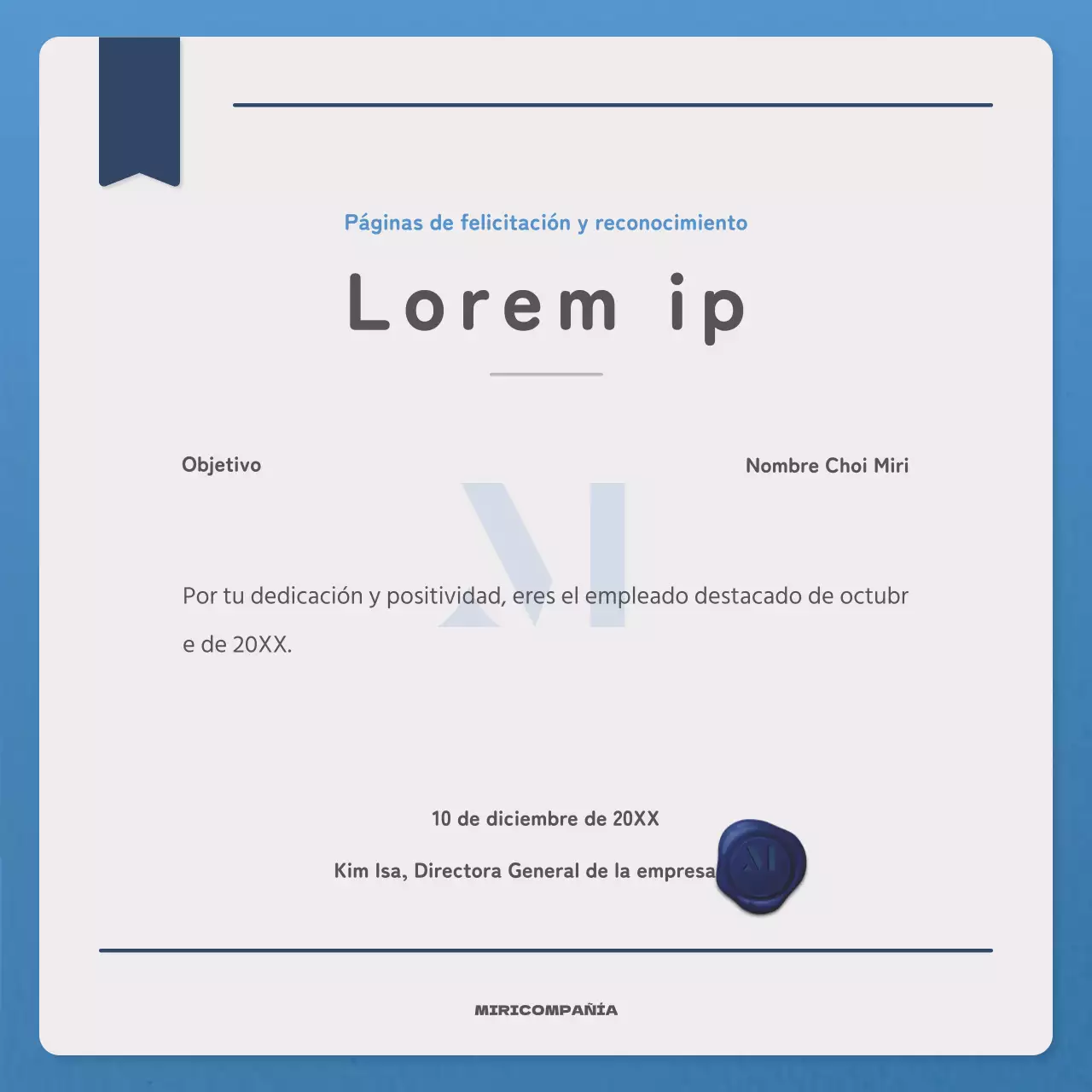 Una carta sencilla en azul y azul marino boletín correo