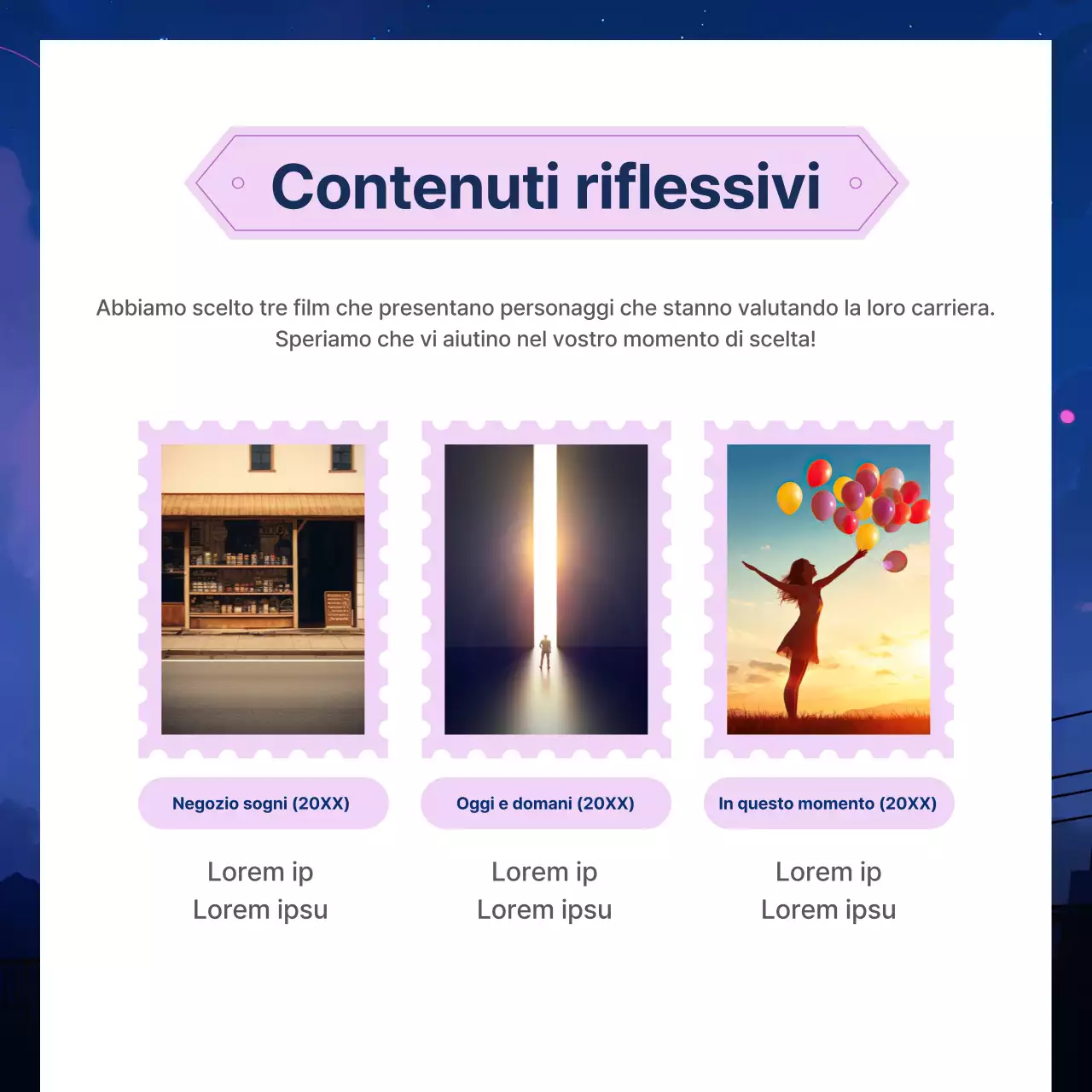 Promuovere la consulenza in blu navy e viola come colori di tendenza.