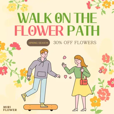 Beige Floral Flower Promotion Social Media Post