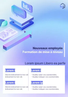 Annonce simple de formation des nouveaux embauchés en bleu clair et violet
