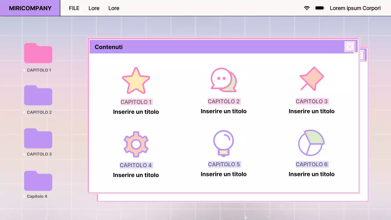 Relazione sul design del browser retrò in viola e rosa