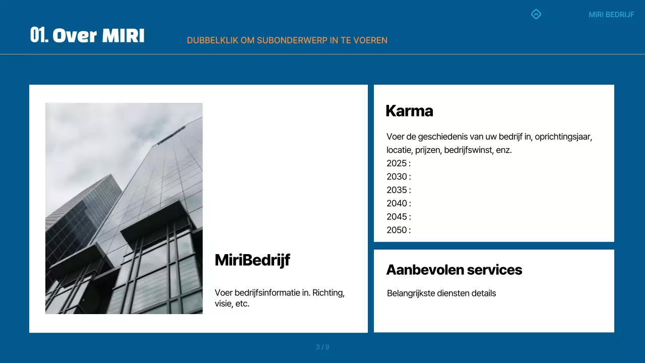 Een eenvoudige blauwe en oranje scorekaart