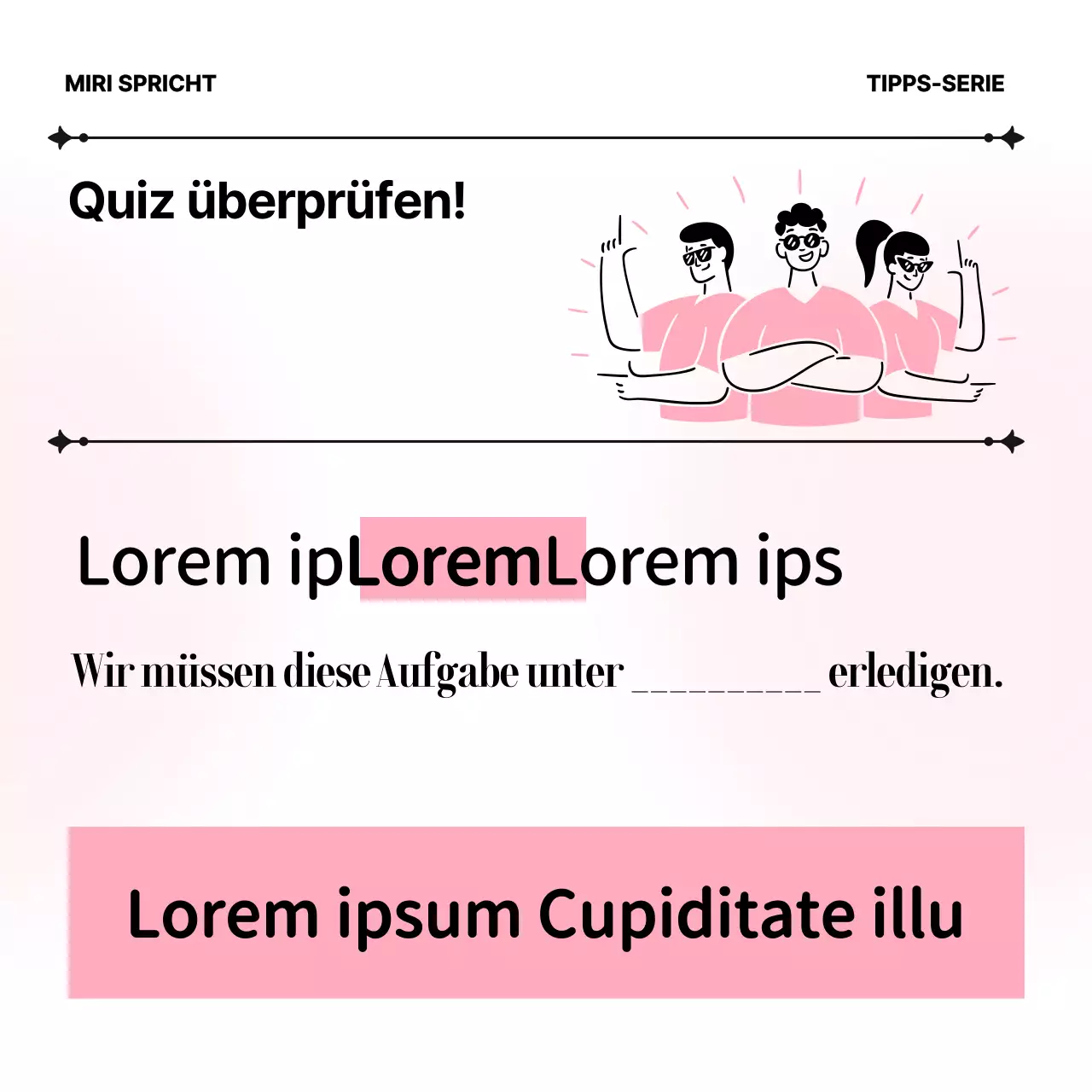 Minimalistisches Unterrichtsmaterial für Business-Englisch in Rosa und Weiß