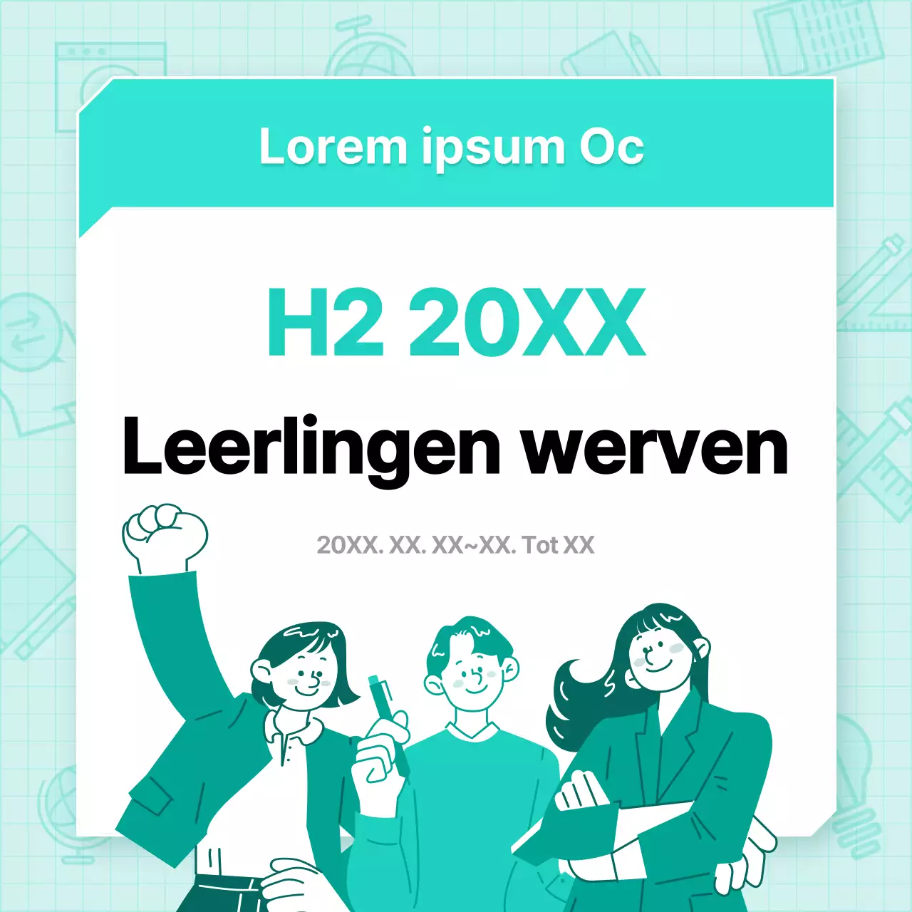 Moderne, basisaankondigingen voor levenslang leren in mint en wit