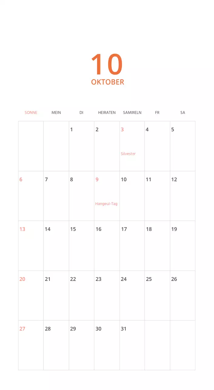 Mehrfarbiger Bildkalender