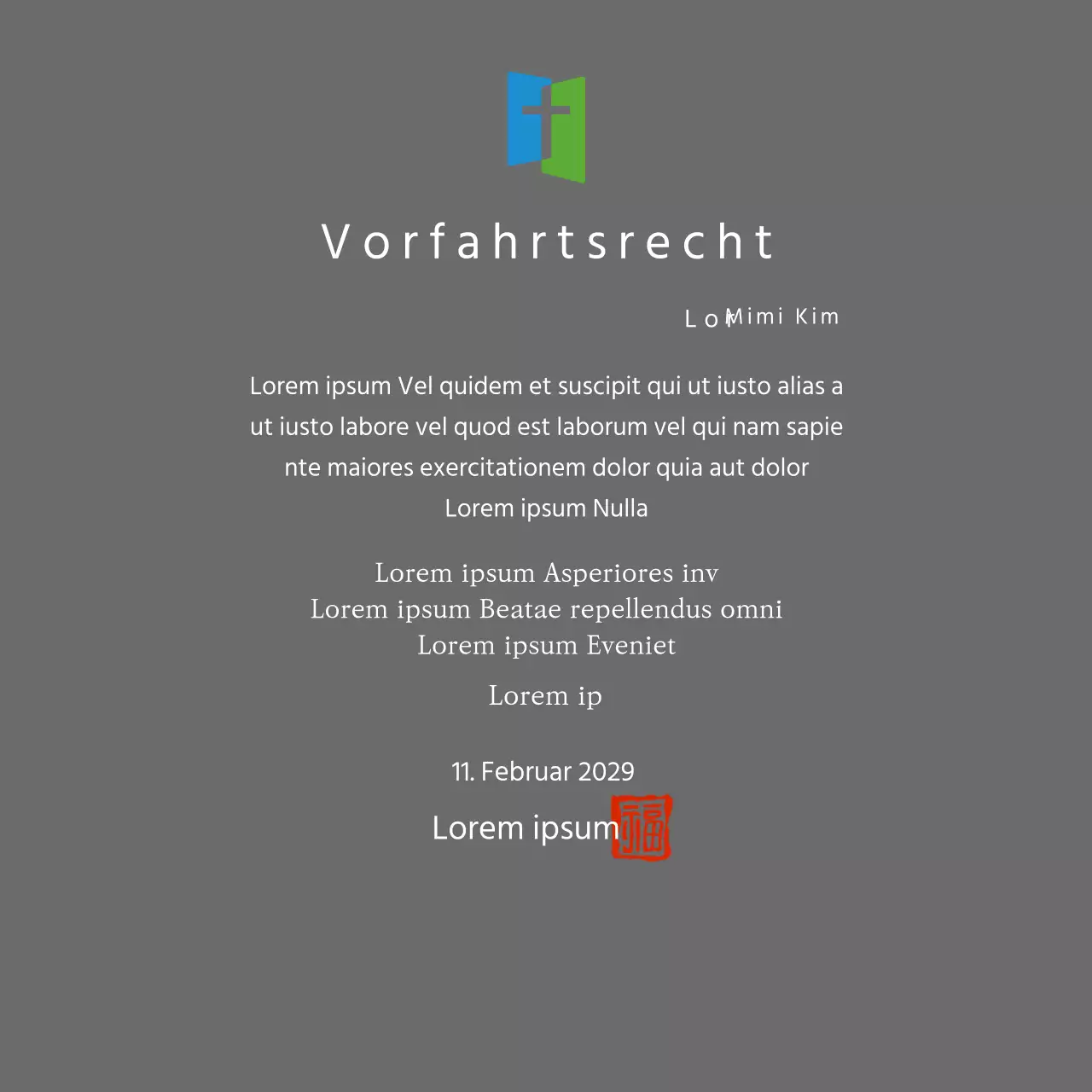 Plakette mit Kirchenlogo Konzept