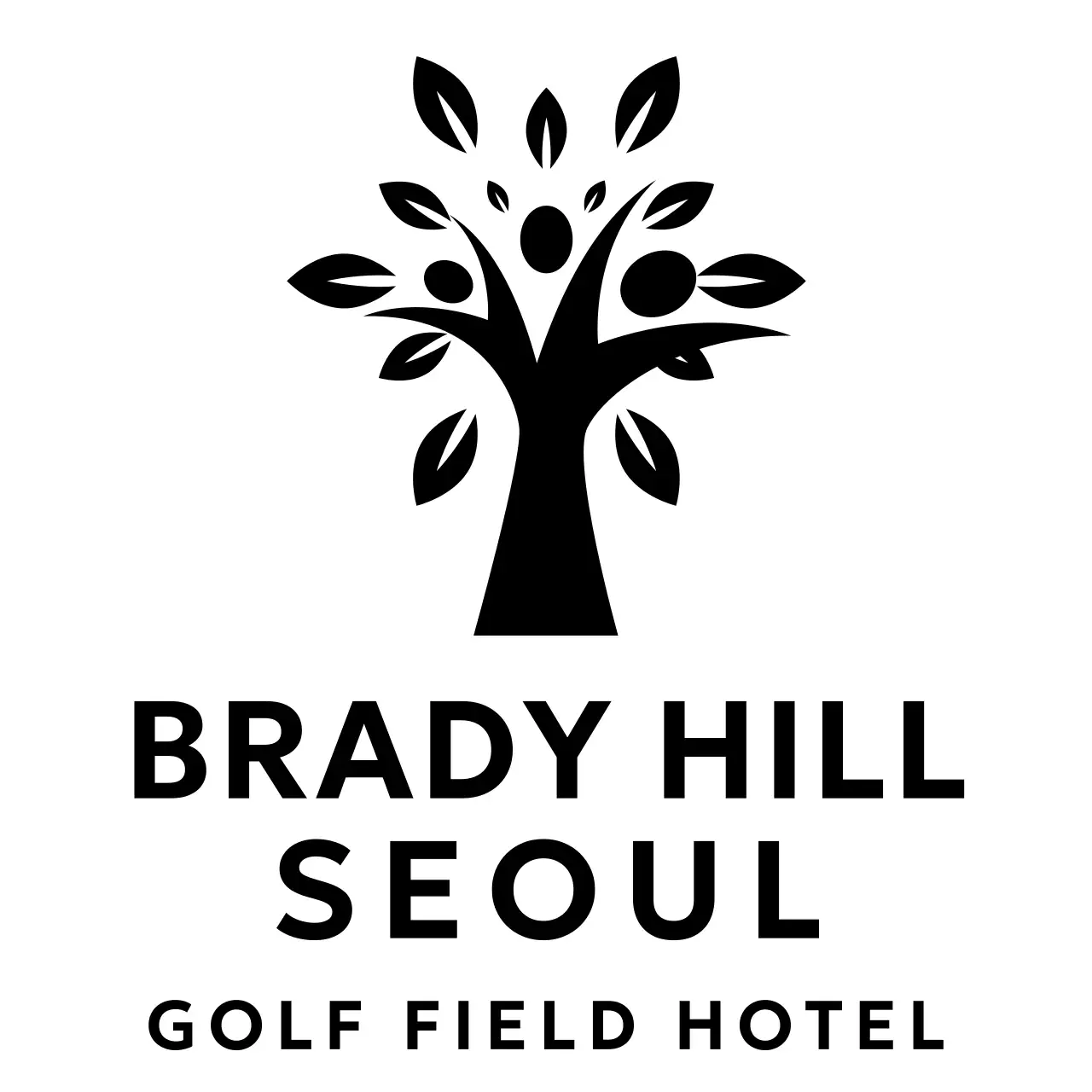 나무 일러스트가 있는 골프 호텔 브랜드 로고